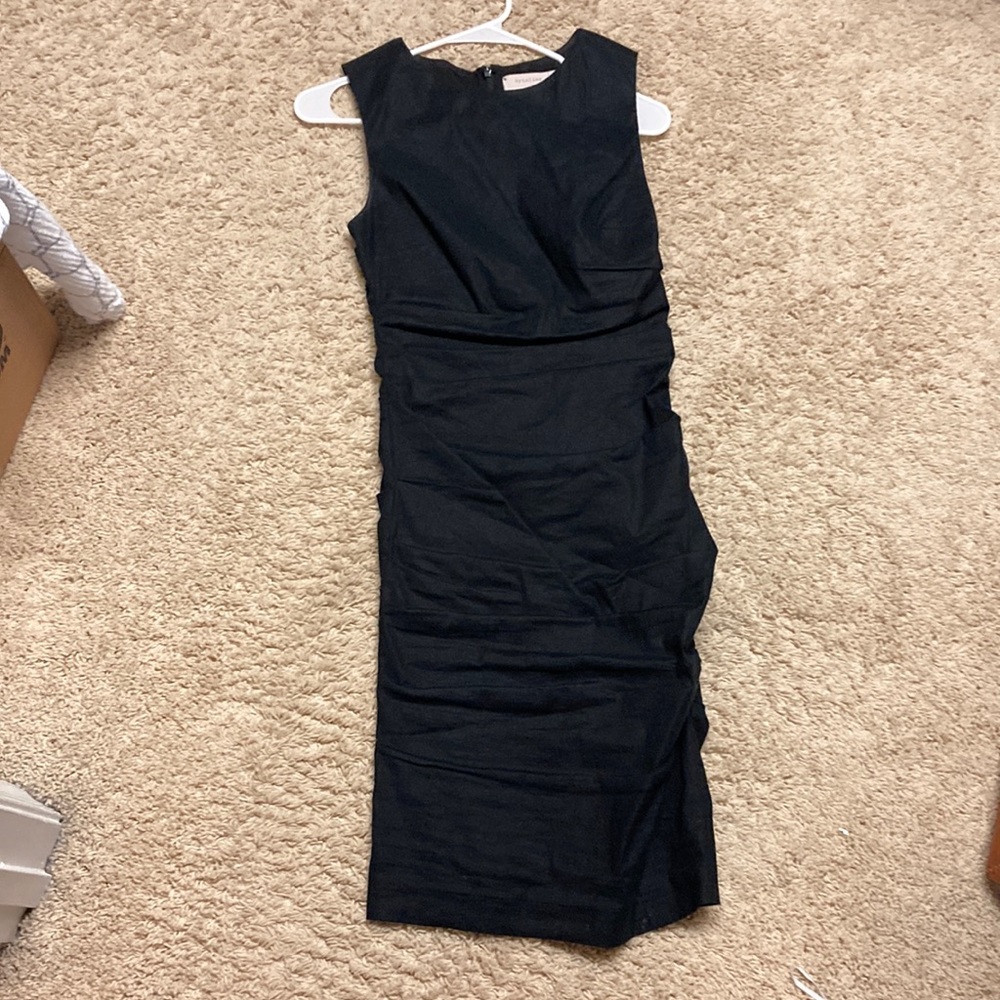 Nicole Miller Lauren Stretch Linen Dress Black Size 4